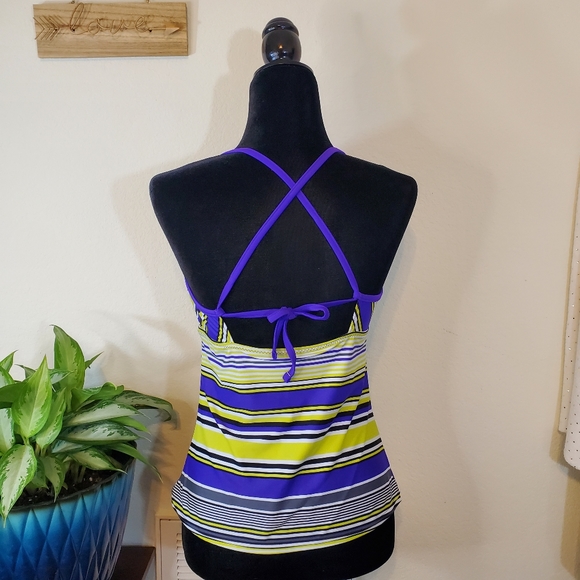 ZeroXposur Bathing Suit Top, Purple Green Black, Size 10 - Picture 4 of 11